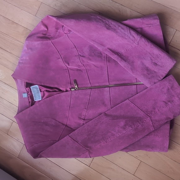 Guillaume Suede Pink Women's Peplum Jacket P2P 20.5 Length 22 - Picture 2 of 4